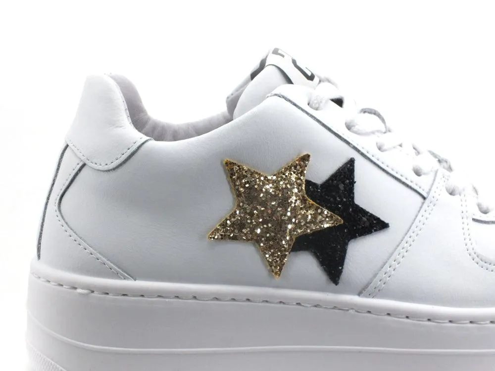 2STAR Sneaker Queen Low Platform White Gold Black 2SD3272