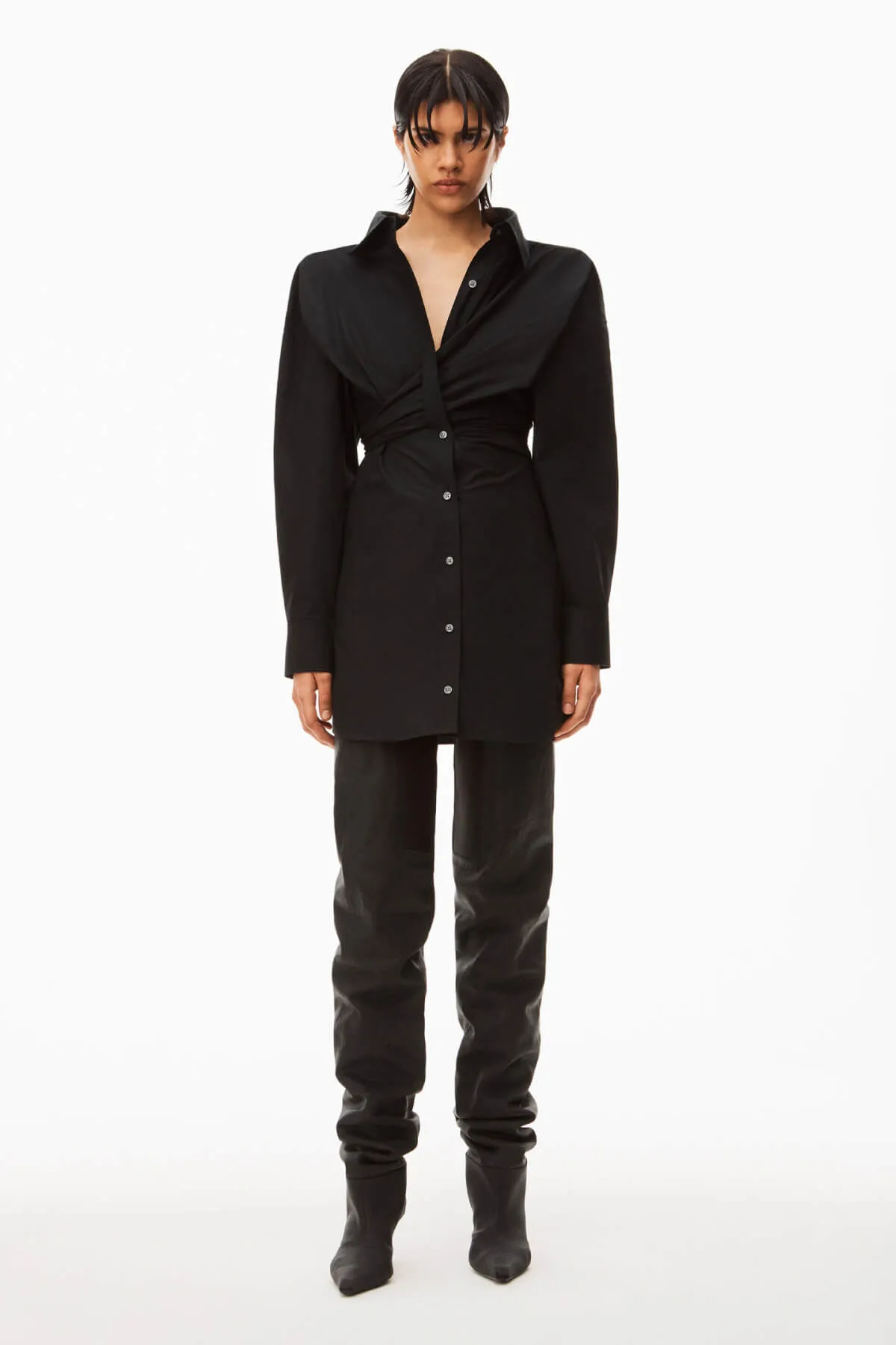 alexanderwang.t Draped Button Up Dress - Black