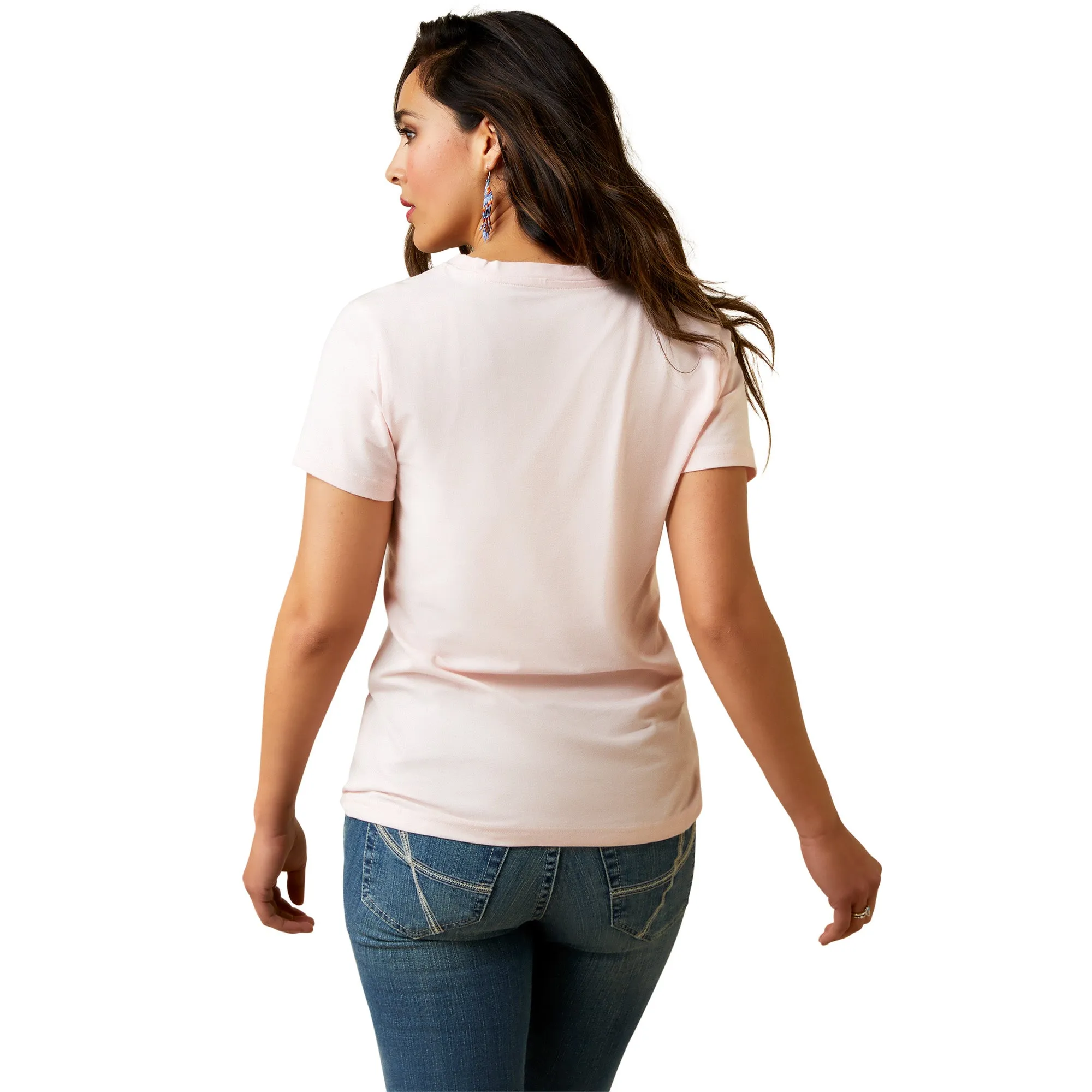 Ariat Ladies Boot Outline Chalk Pink T-shirt 10045087