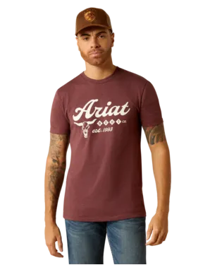 Ariat Men's Est Boot Co Maroon Heather TShirt-10052504