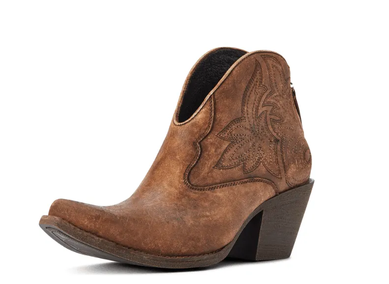 Ariat Women's Layla Western Distressed Brown Short Ankle Bootie 10042587