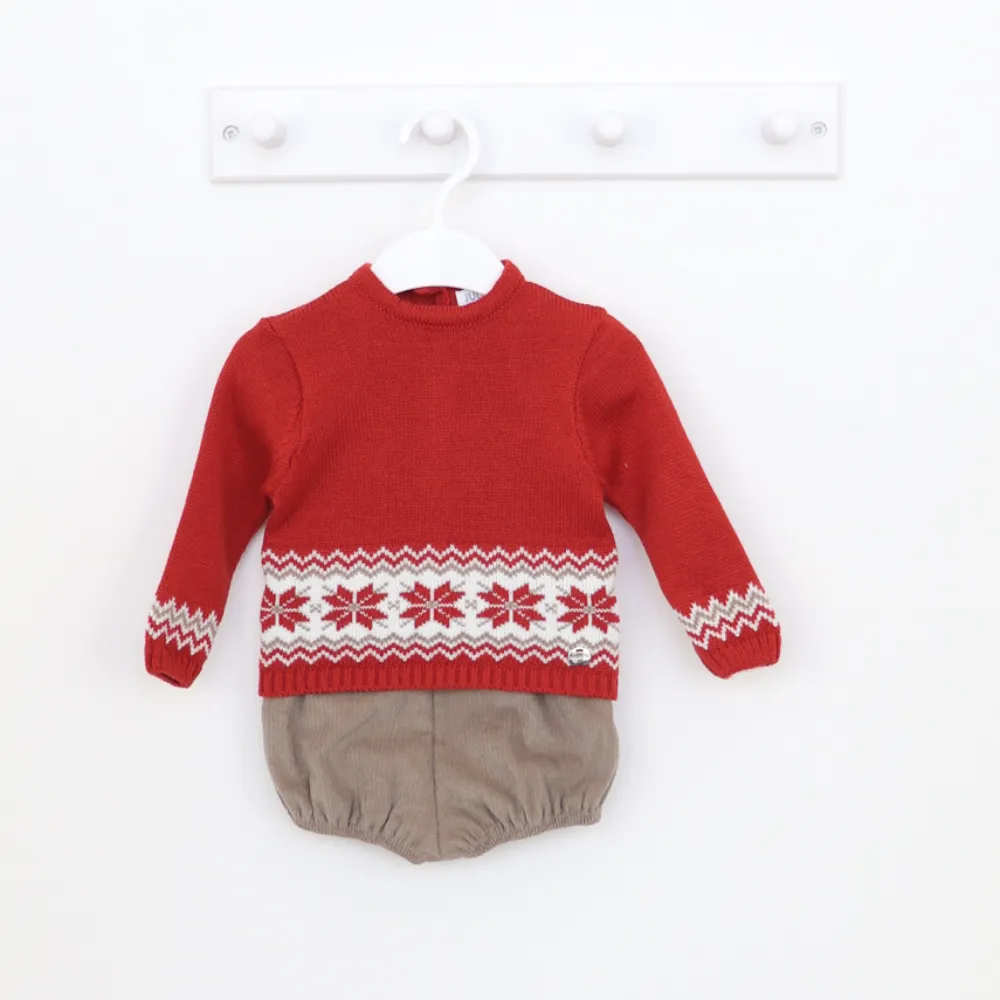 AW Juliana Boys Cord Shorts and Snowflake Knitted Jumper Set