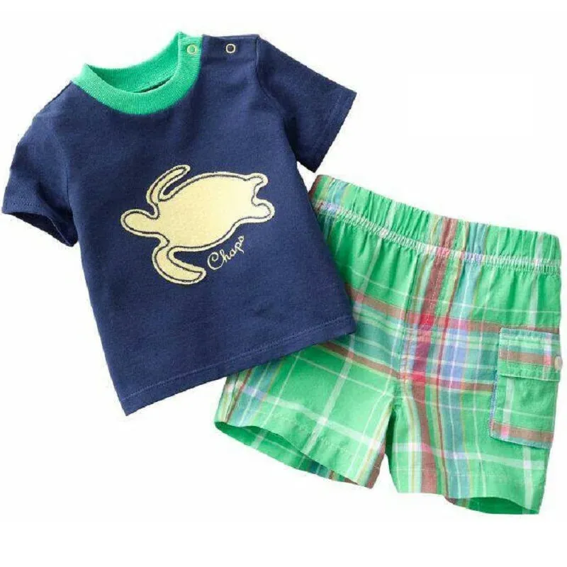 Baby Boy Animal Crab Plaid Pajama Sleepwear Set