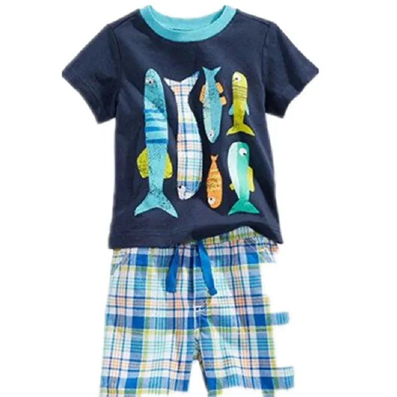 Baby Boy Animal Crab Plaid Pajama Sleepwear Set