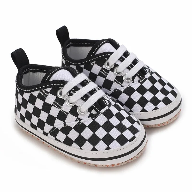 Baby Boy Plaid Soft Canvas Sneakers