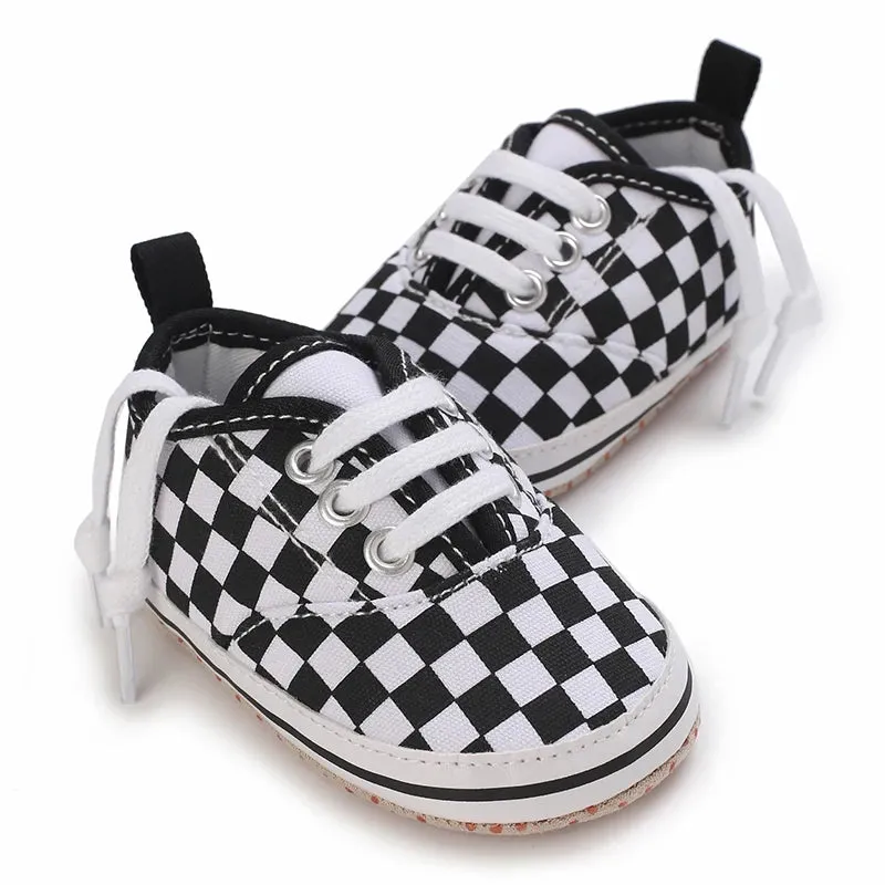 Baby Boy Plaid Soft Canvas Sneakers