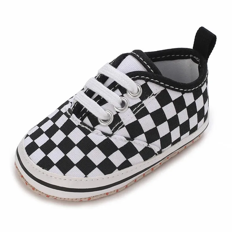 Baby Boy Plaid Soft Canvas Sneakers