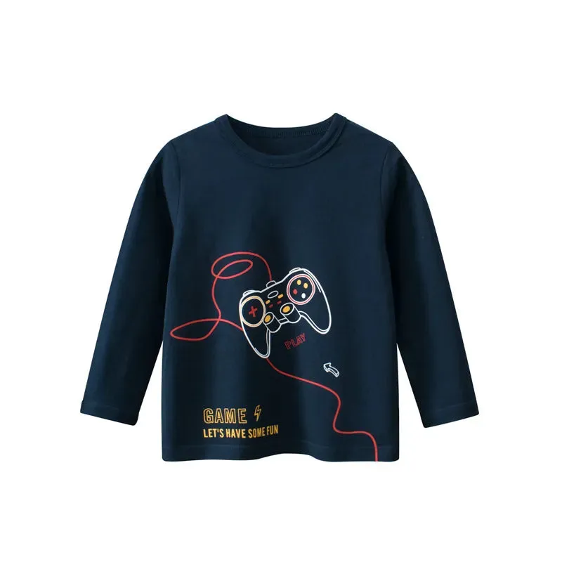 Baby Boys Cartoon Solar System Bottoming Shirts