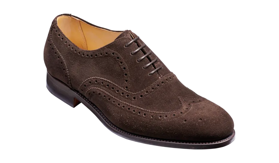 Barker Malton Full Wing Brogue Shoe- Burnt Oak Suede