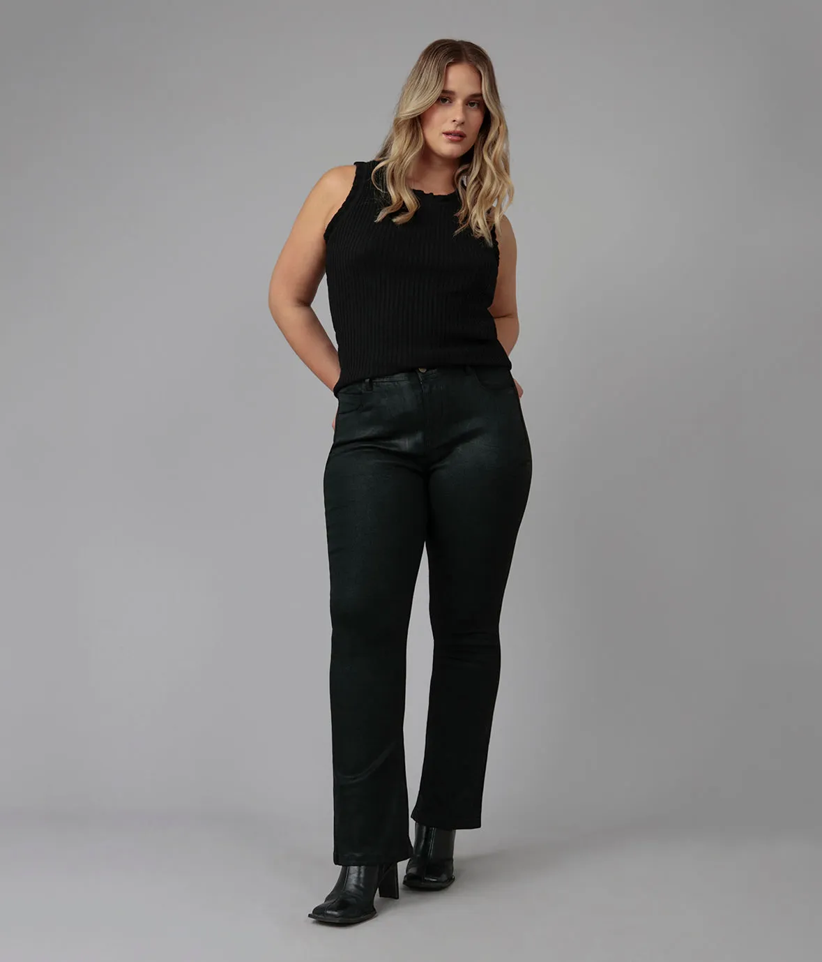 BILLIE-CBLK High Rise Bootcut Jeans