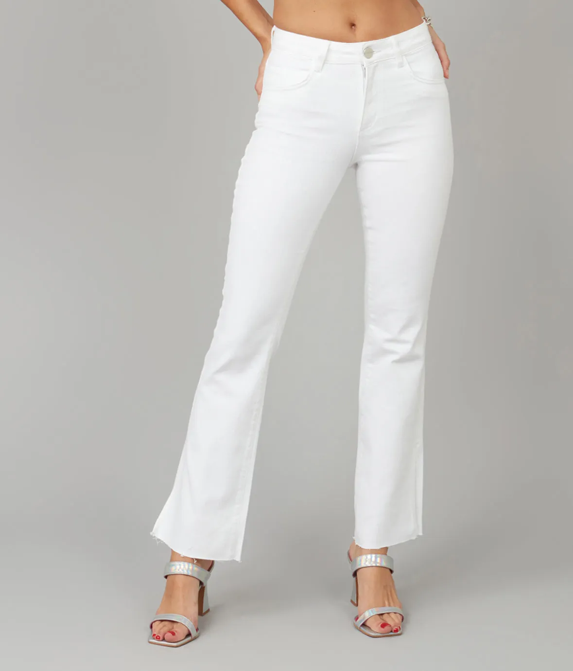 BILLIE-WHT High Rise Bootcut Jeans