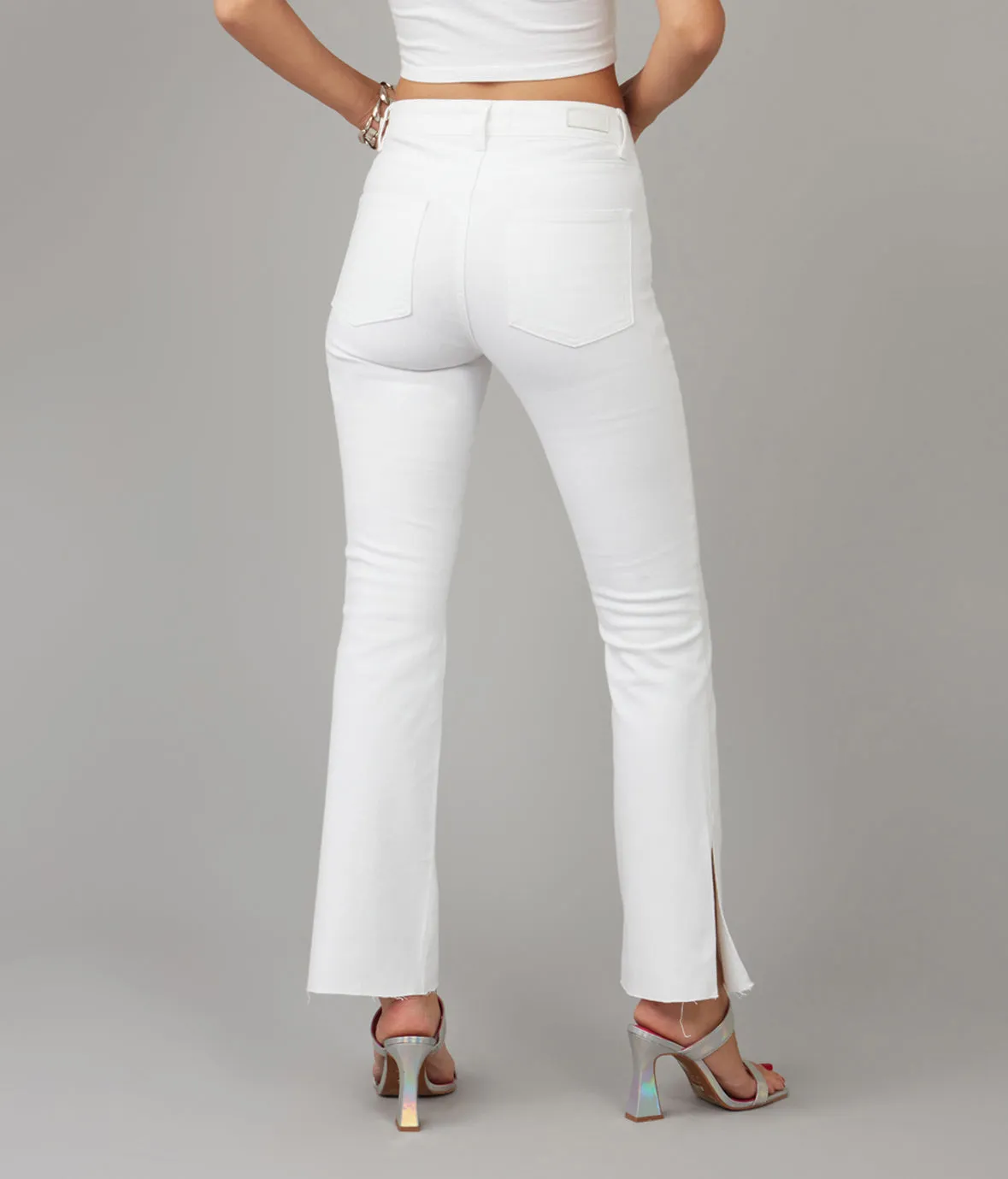 BILLIE-WHT High Rise Bootcut Jeans