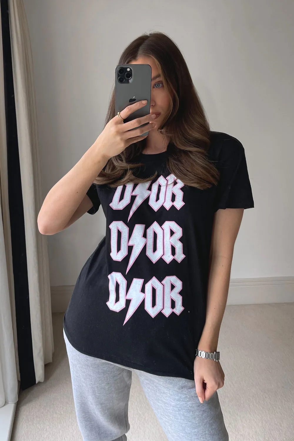 Black Slogan Oversized T-shirt