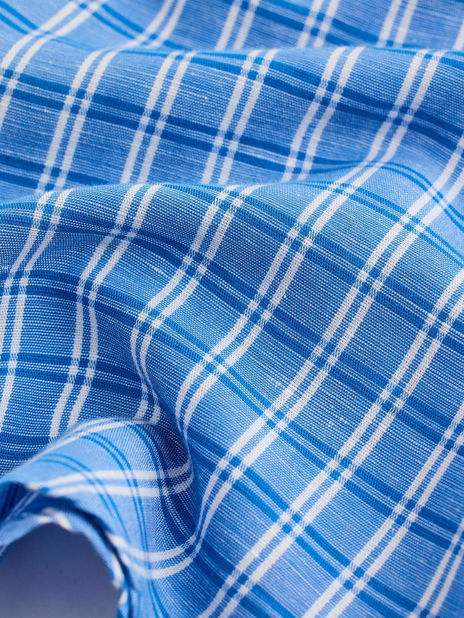 Blue Checked Linen Shirt