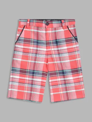 Blue Giraffe Boys Multi Checked Regular Fit Shorts