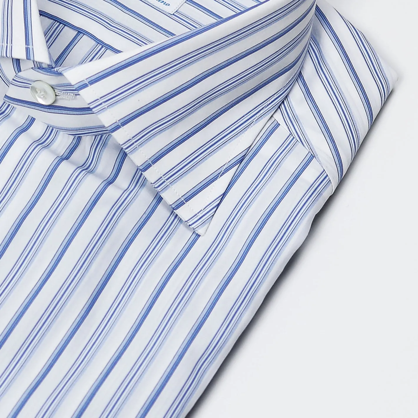 Blue Triple Striped Semi-cutaway Shirt