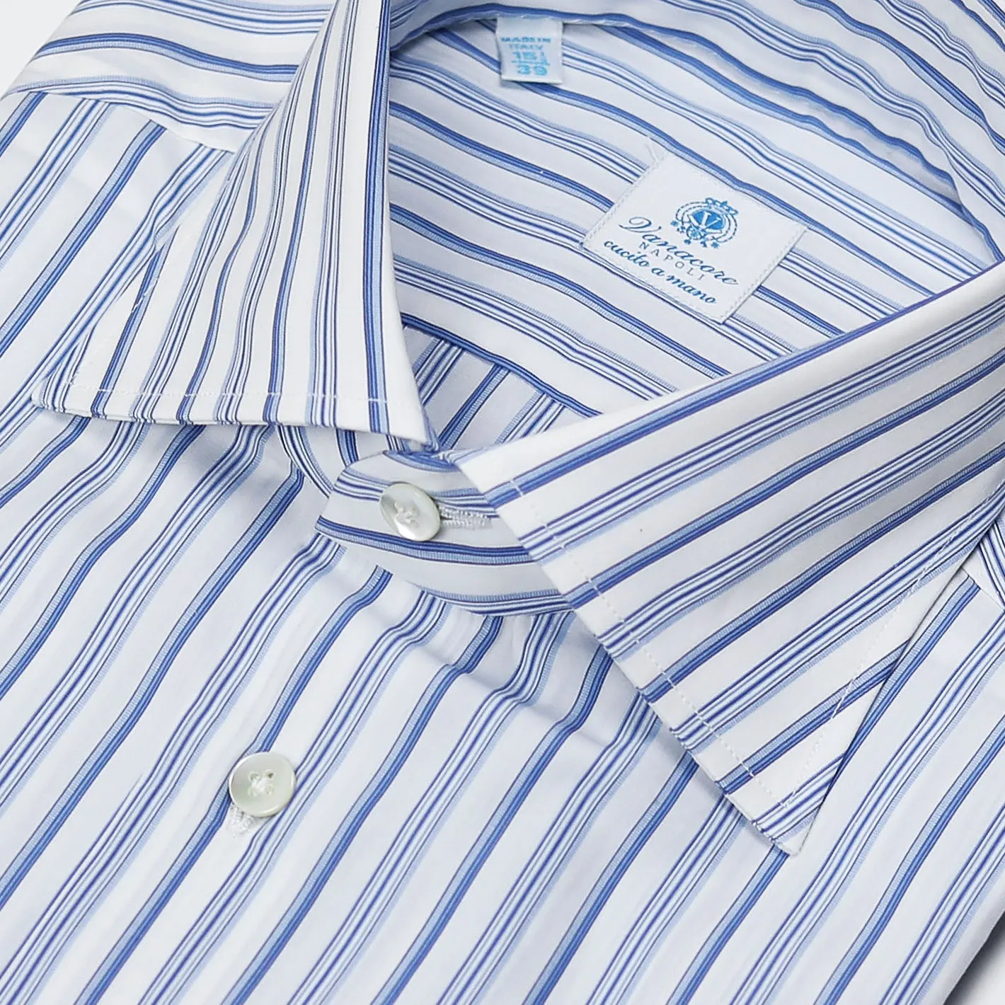 Blue Triple Striped Semi-cutaway Shirt