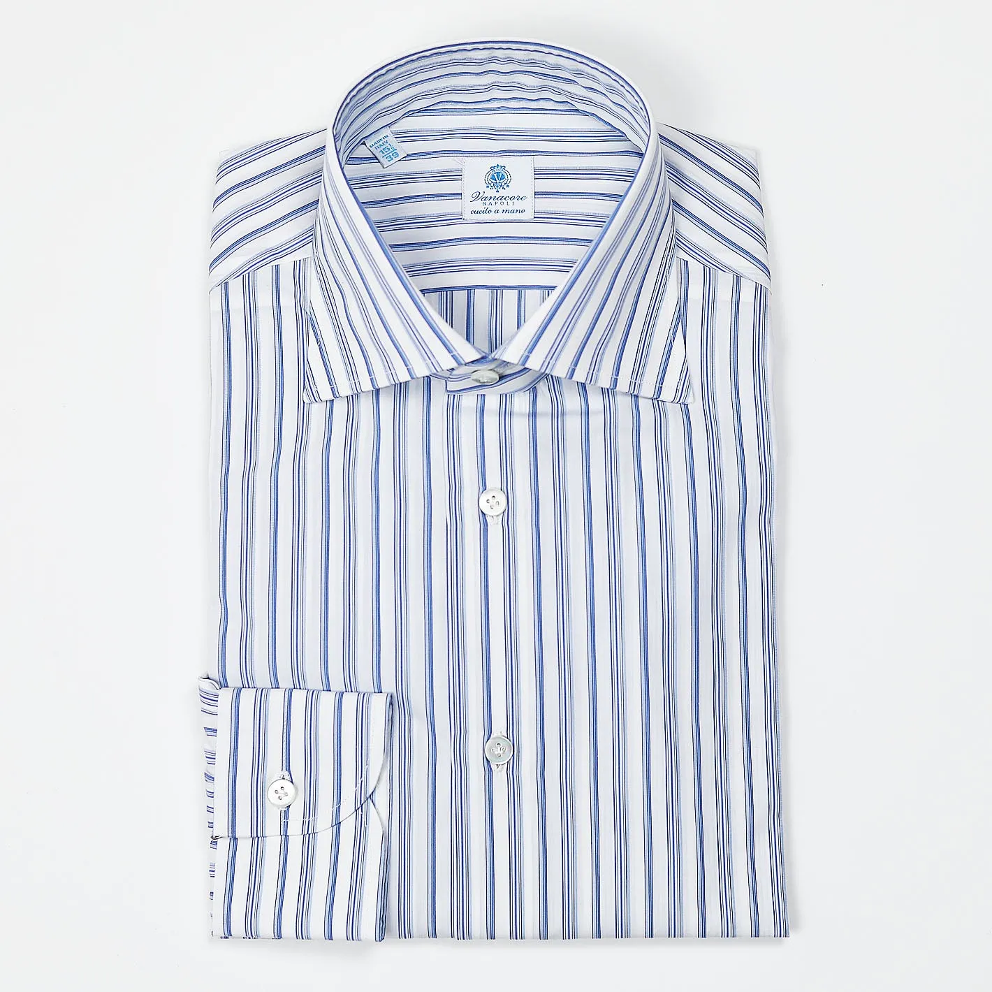 Blue Triple Striped Semi-cutaway Shirt