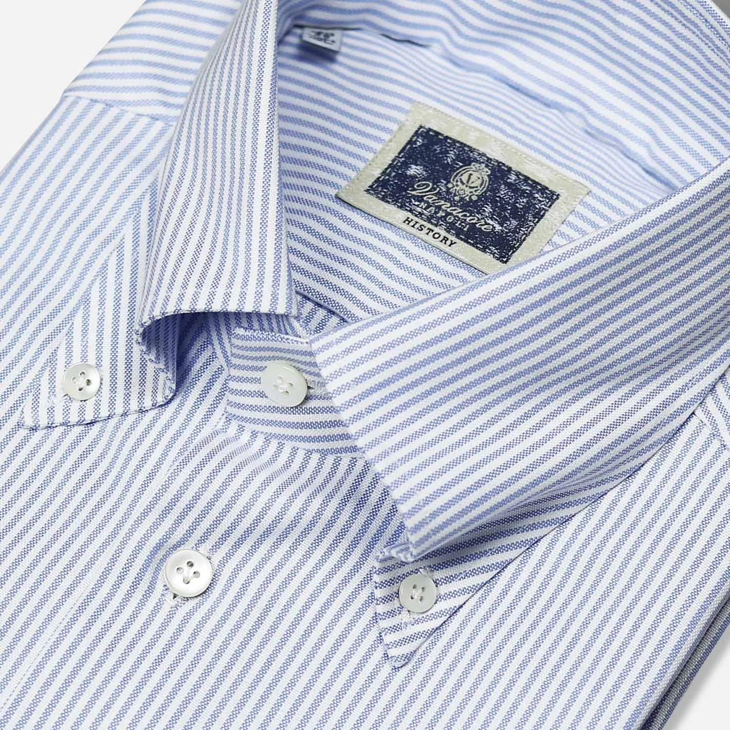 Blue White Striped Oxford Button Down Shirt