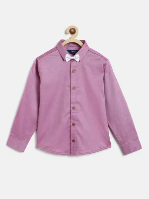 Boys Pink Lycra Regular Fit Solid Full Sleeves Shirt