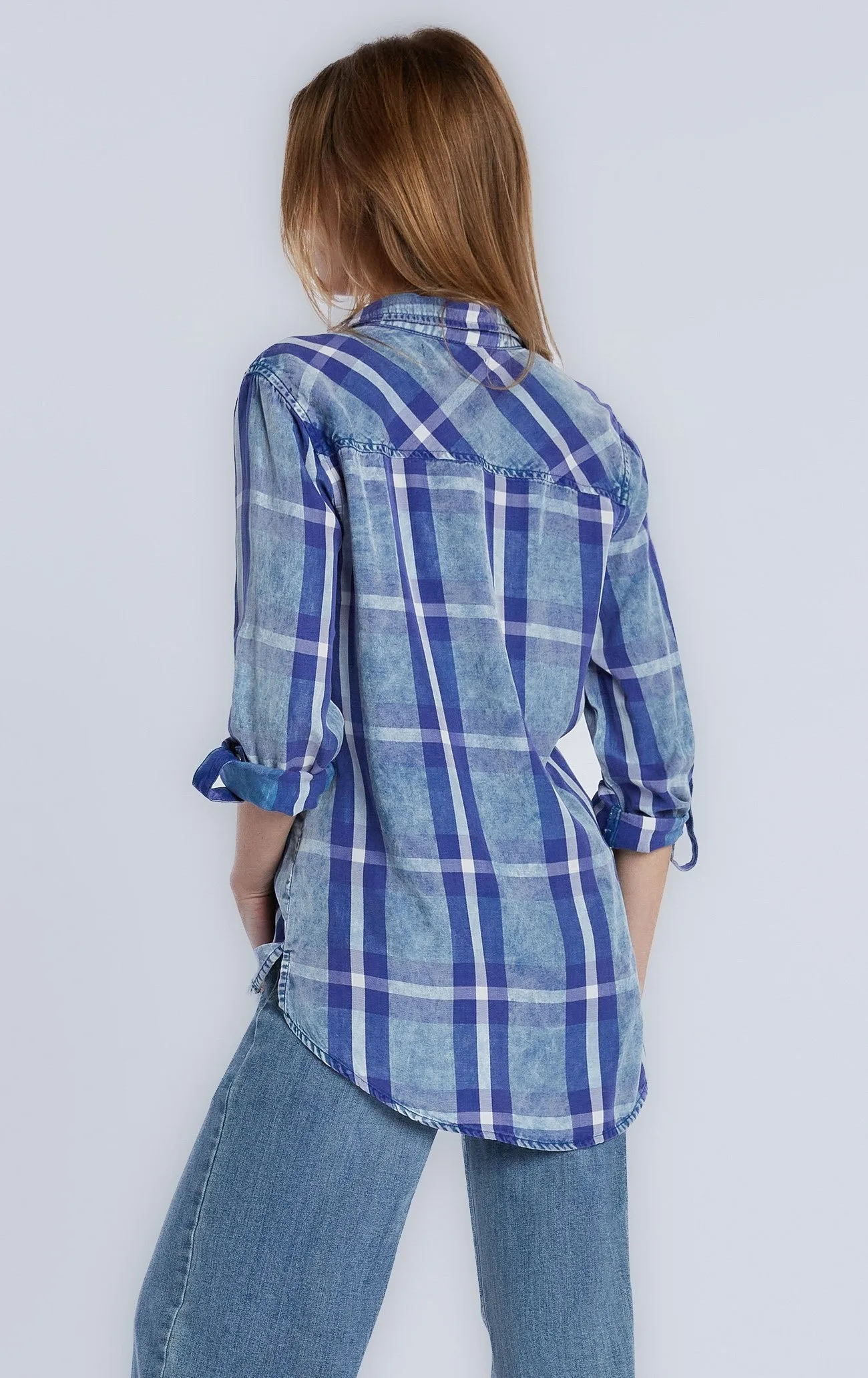 Bt6415tDP Billy T Denim Plaid Button up