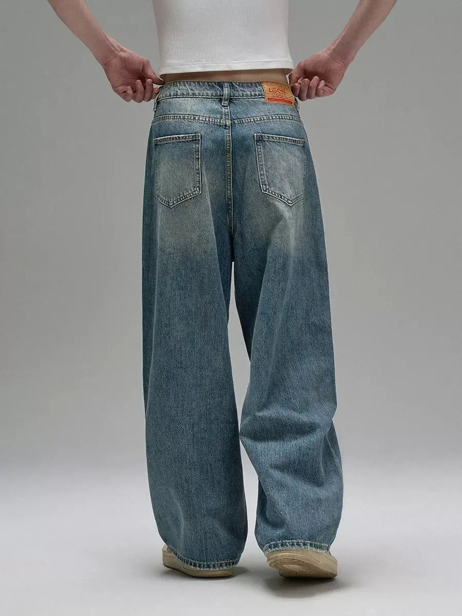 Buttoned Wide Fade Jeans