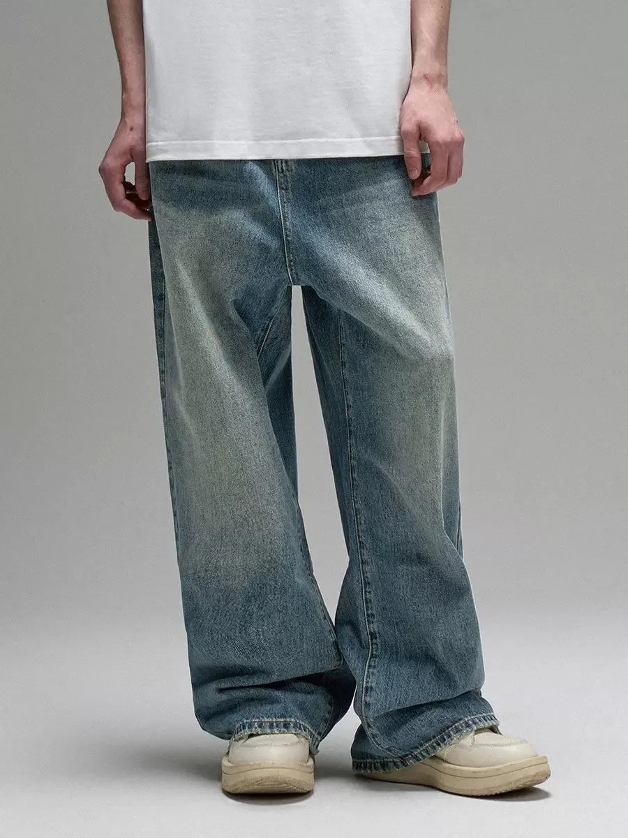 Buttoned Wide Fade Jeans