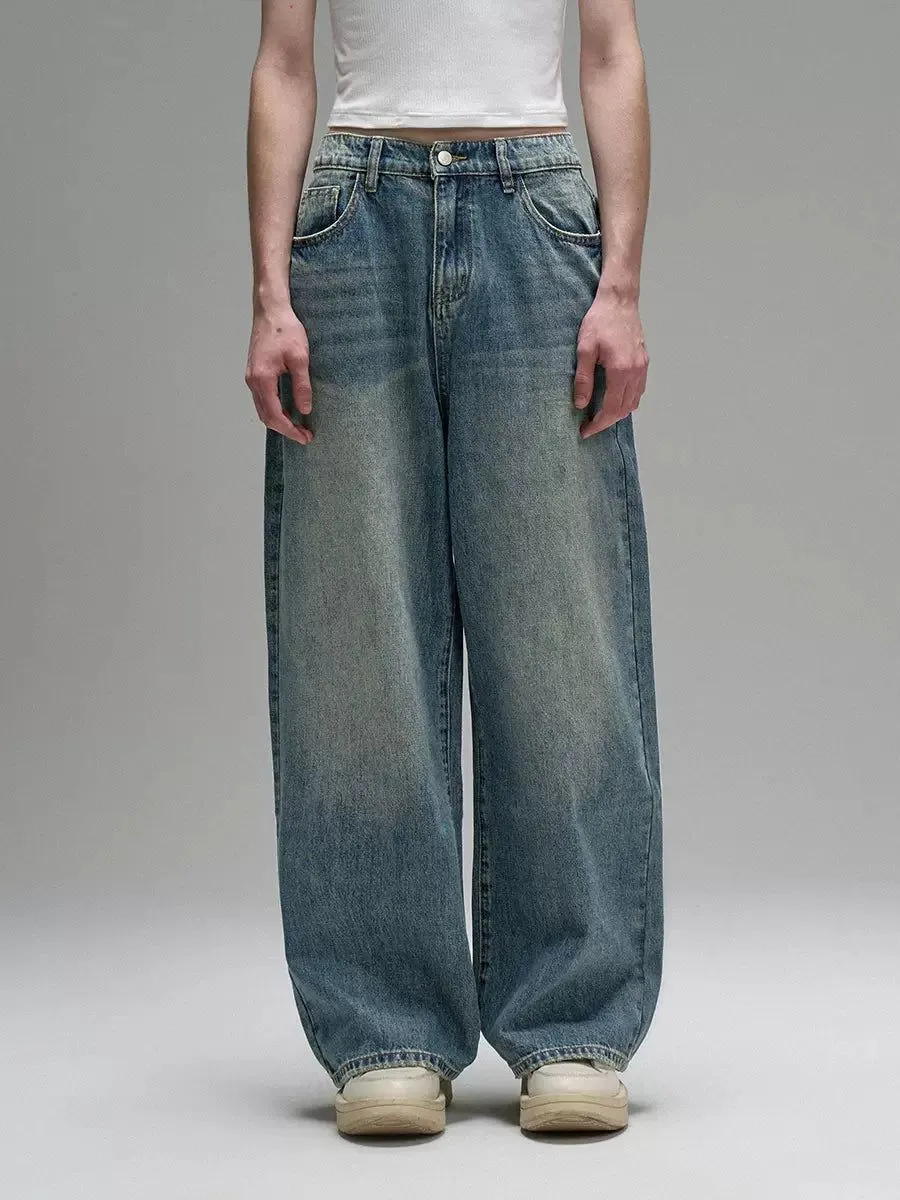 Buttoned Wide Fade Jeans