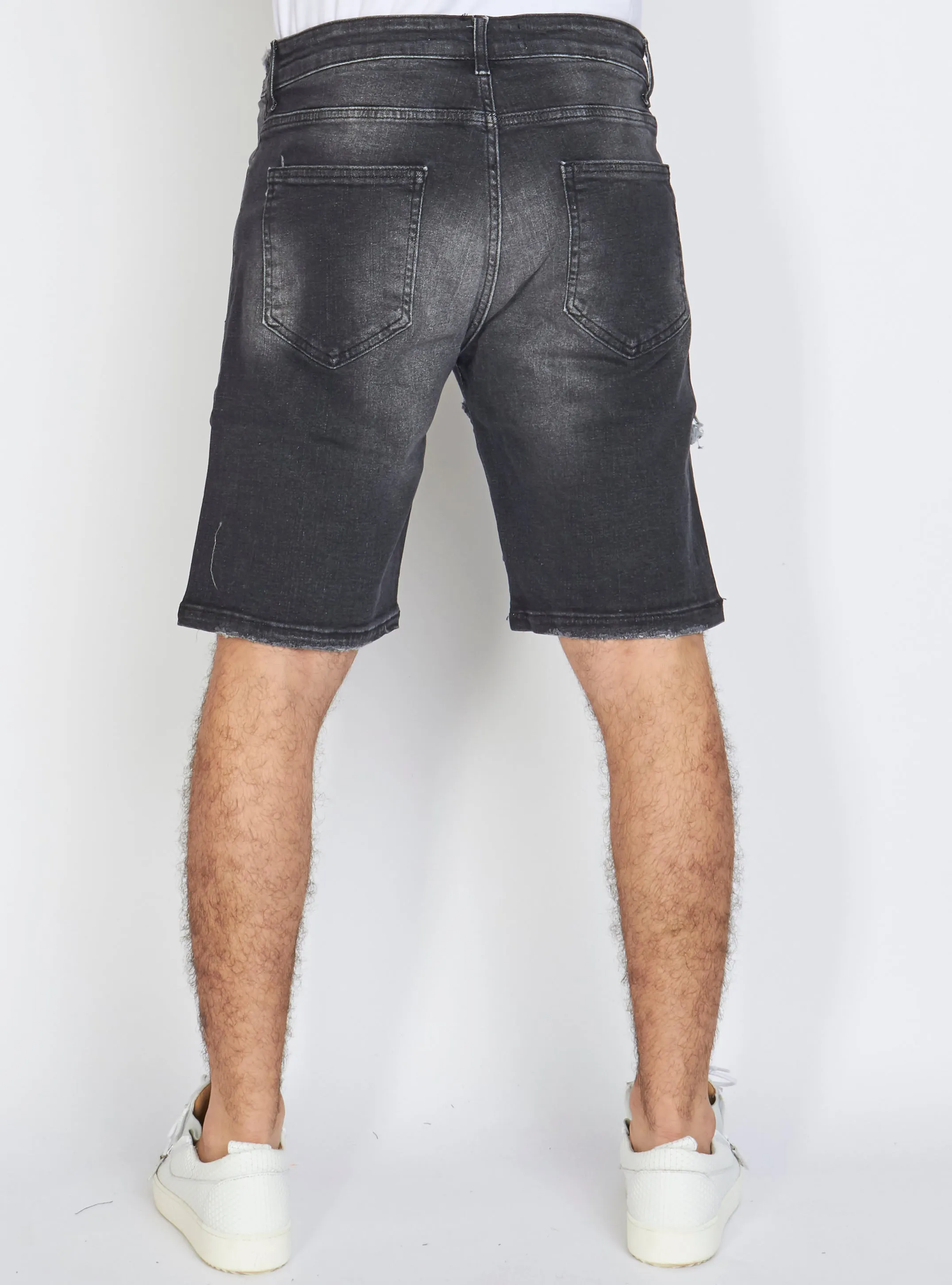 Buyer's Choice Denim Shorts - Distressed - Black - K6236