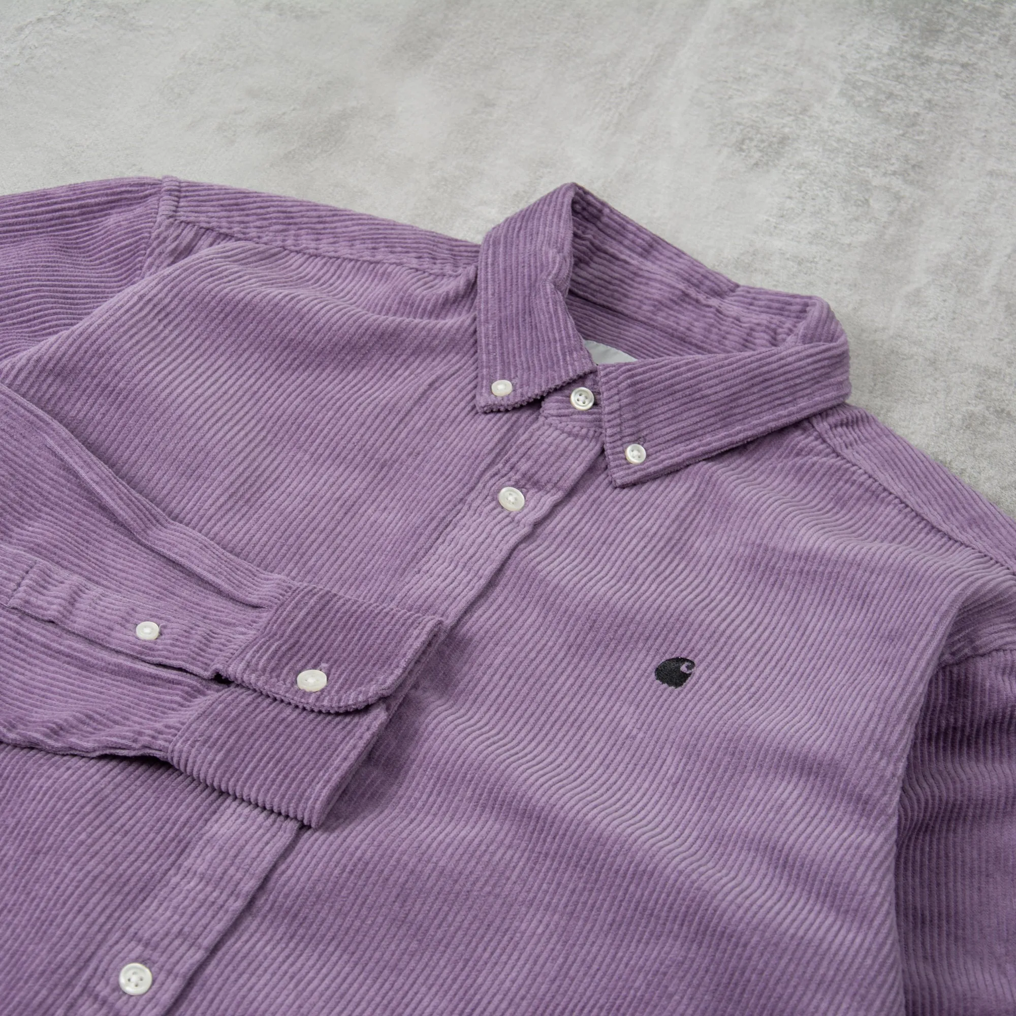 Carhartt WIP Madison Cord L/S Shirt - Glassy Purple / Black