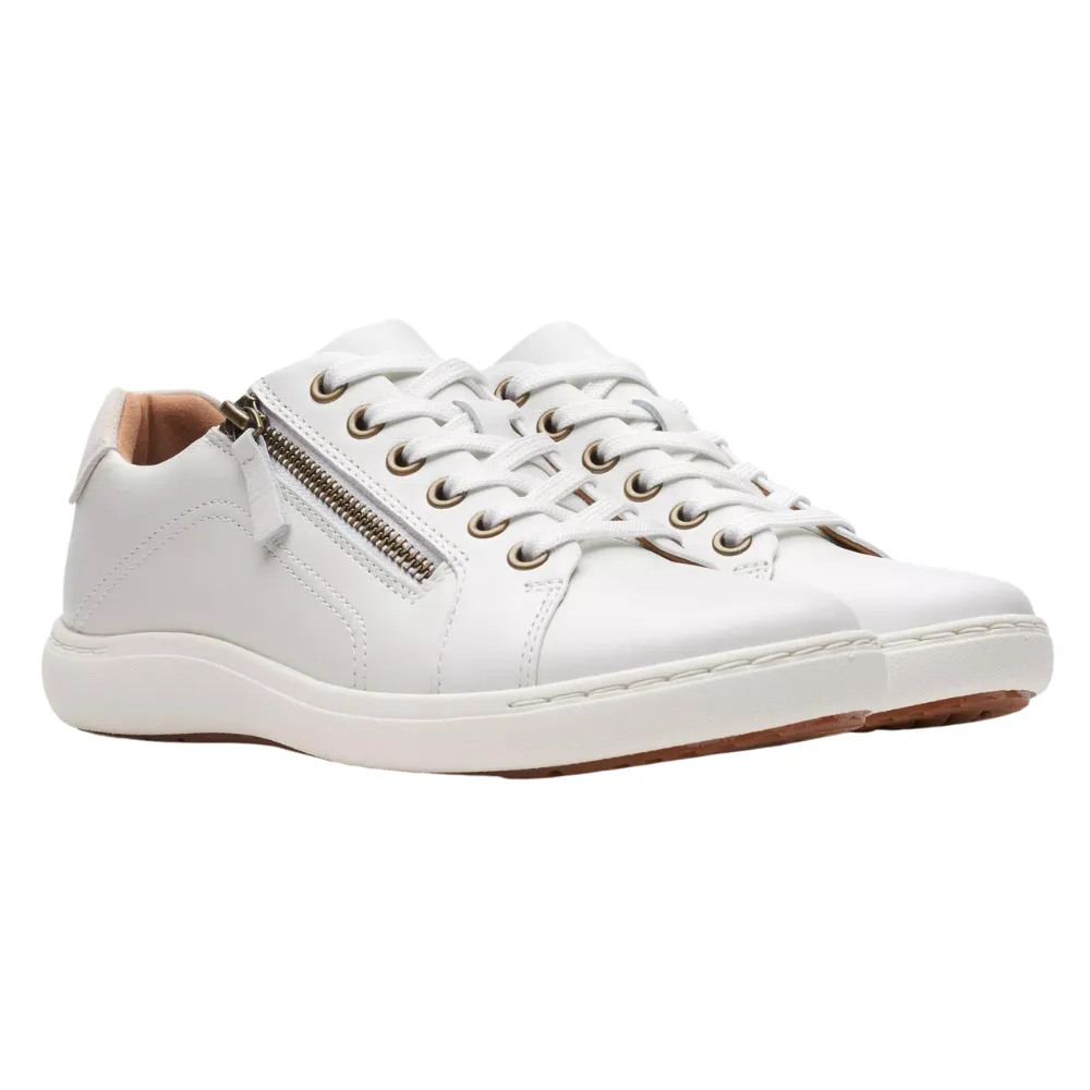 Clarks Nalle Lace White Leather Sneaker (Women's)