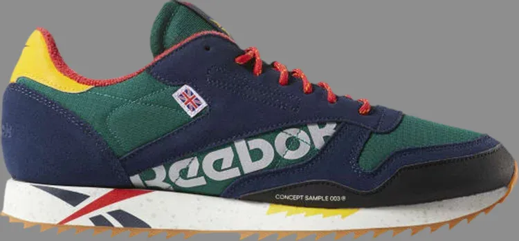 Classic leather ripple altered 'green red' Reebok sneakers, green