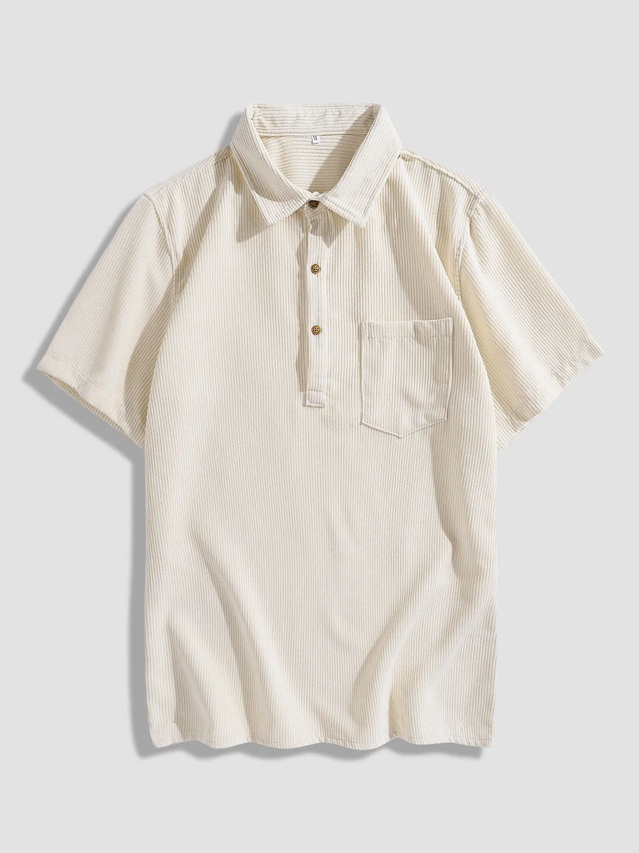 Corduroy Solid Short Sleeve Basic Shirts