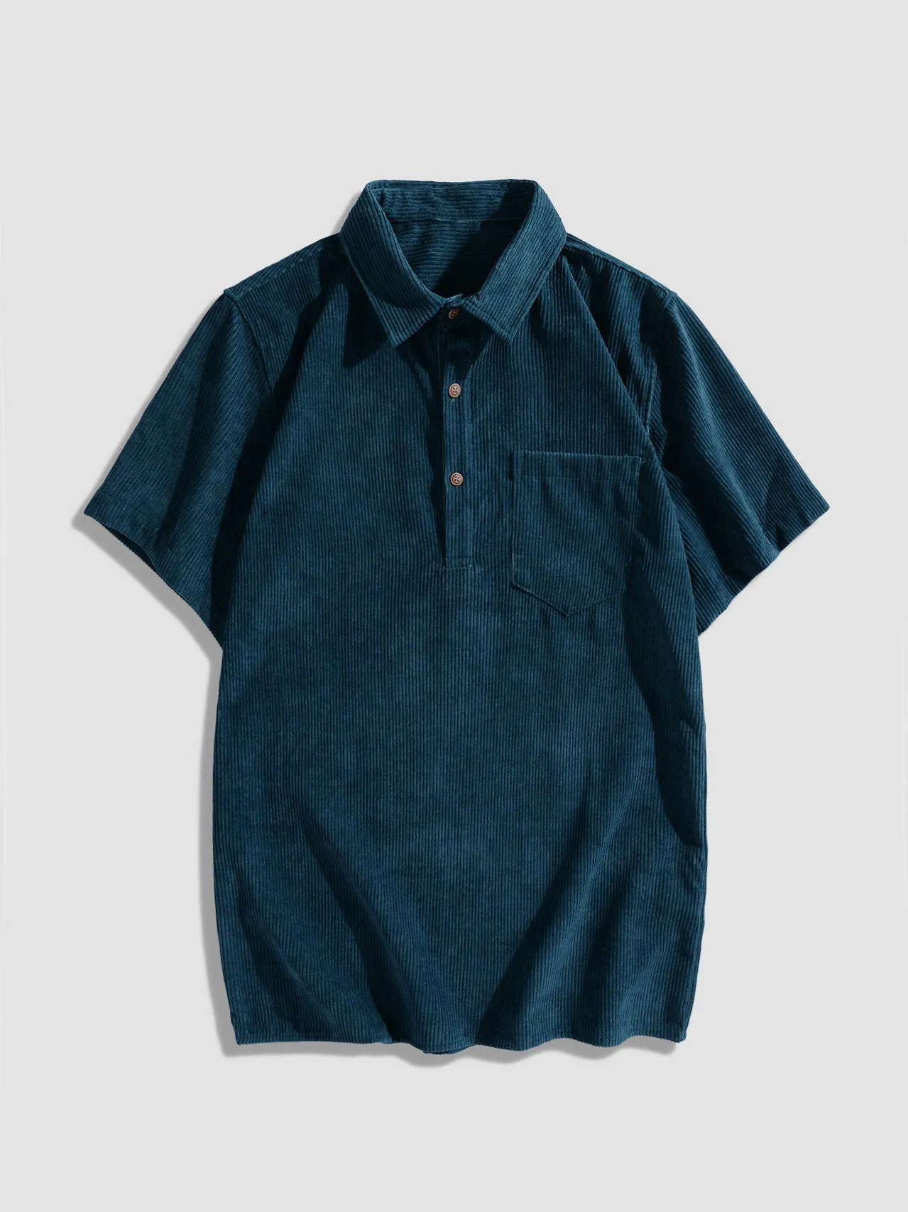 Corduroy Solid Short Sleeve Basic Shirts