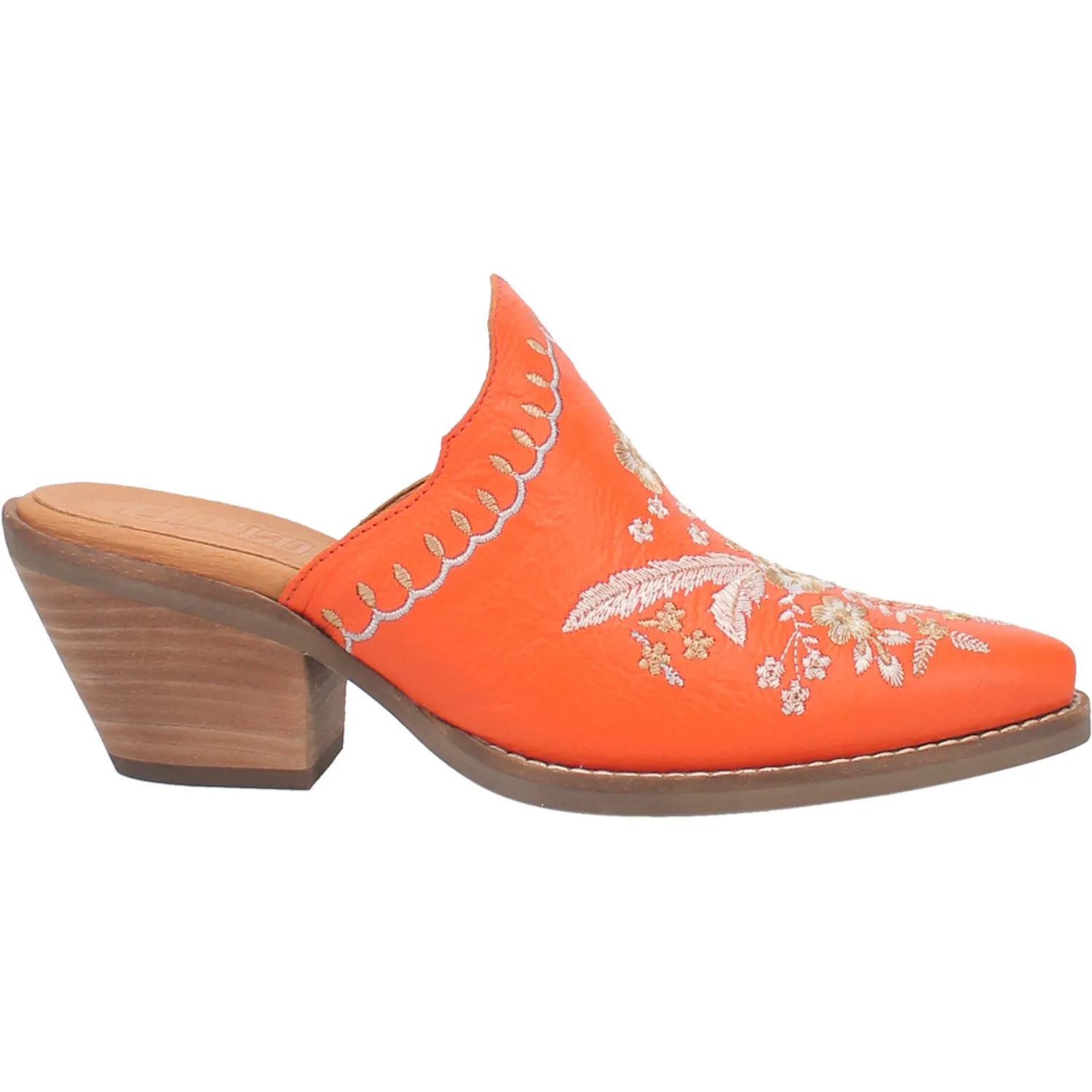 Dingo Womens Wildflower Mule Mule Shoes Leather Orange