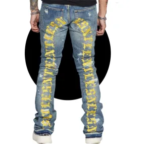 ESNTL Lab “World” Stacked Light Wash Jeans