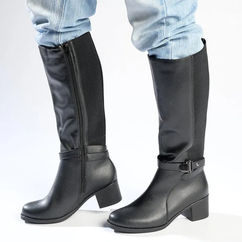 Franco Rossi Gina Shaft Boot With Gusset - Black