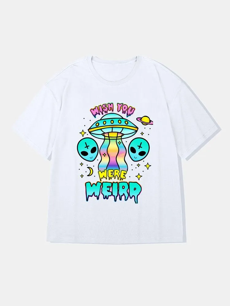 Funny Alien Graphic Cotton T-Shirts