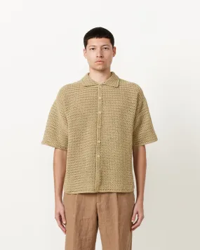 Hand Crochet Shirt in Khaki Beige