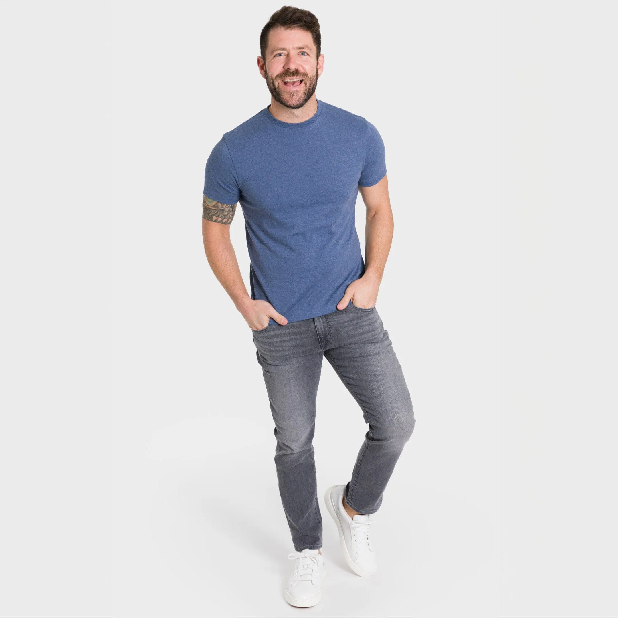 Heather Blue Crew Neck Tee