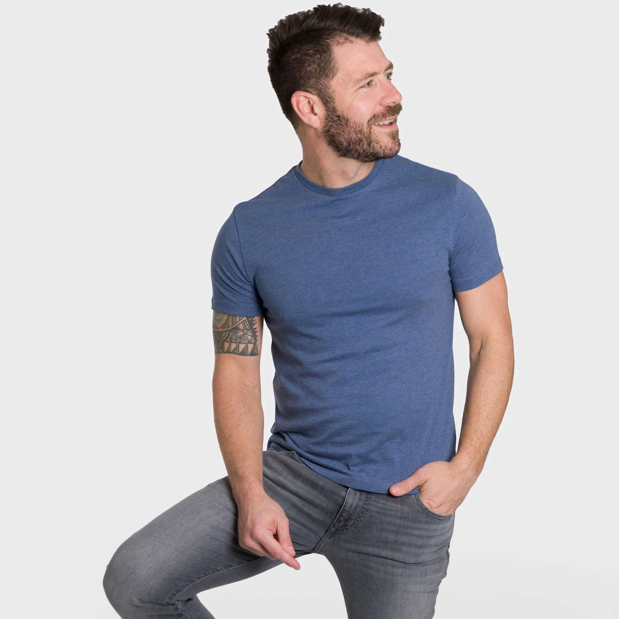 Heather Blue Crew Neck Tee