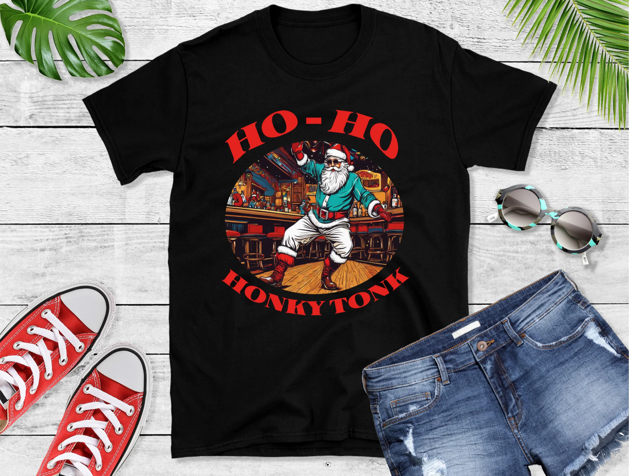 Ho-Ho Honky Tonk Tee, Christmas T-Shirt, Country Christmas shirt, Christmas Graphic Shirt