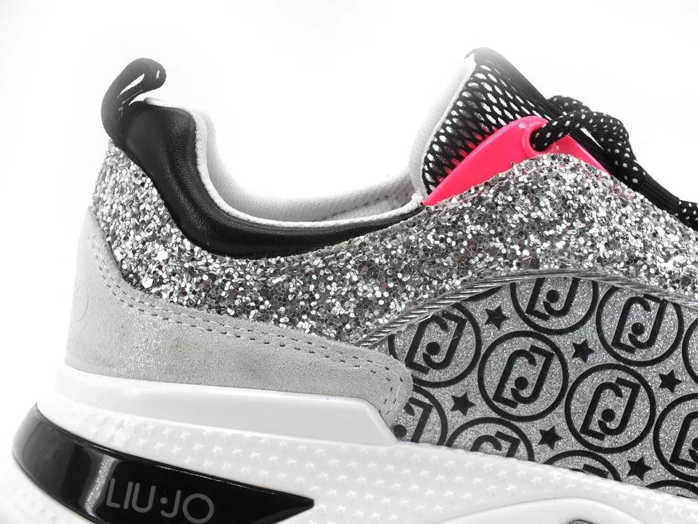 LIU JO Hoa 16 Sneaker Glitter Logo Silver