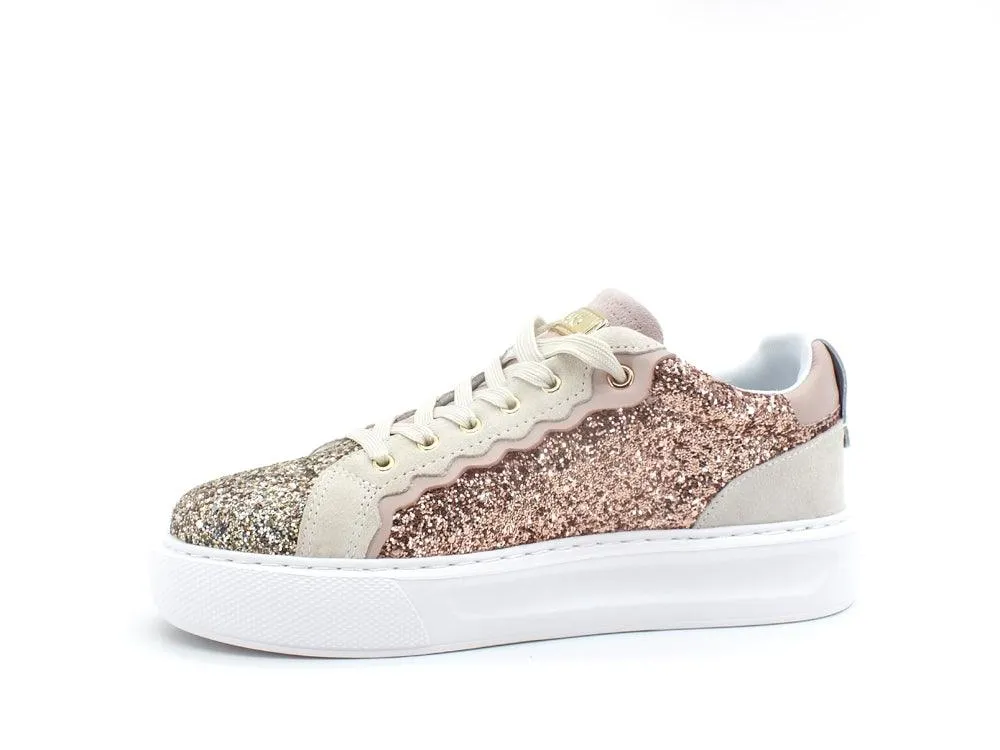 LIU JO Kylie 06 Sneaker Glitter Suede Silver Rose Gold BA2067TX198