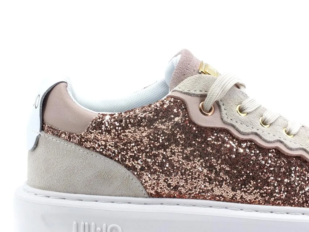 LIU JO Kylie 06 Sneaker Glitter Suede Silver Rose Gold BA2067TX198