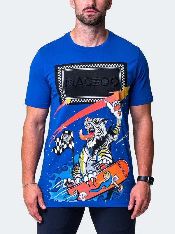 Maceoo Stretch Short-Sleeve Athletic Wear | Tee Skateboard Blue