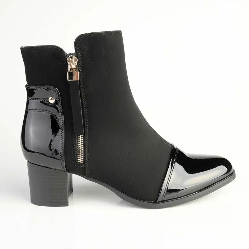 Madison Fabiola Patent Toe Ankle Boot - Black