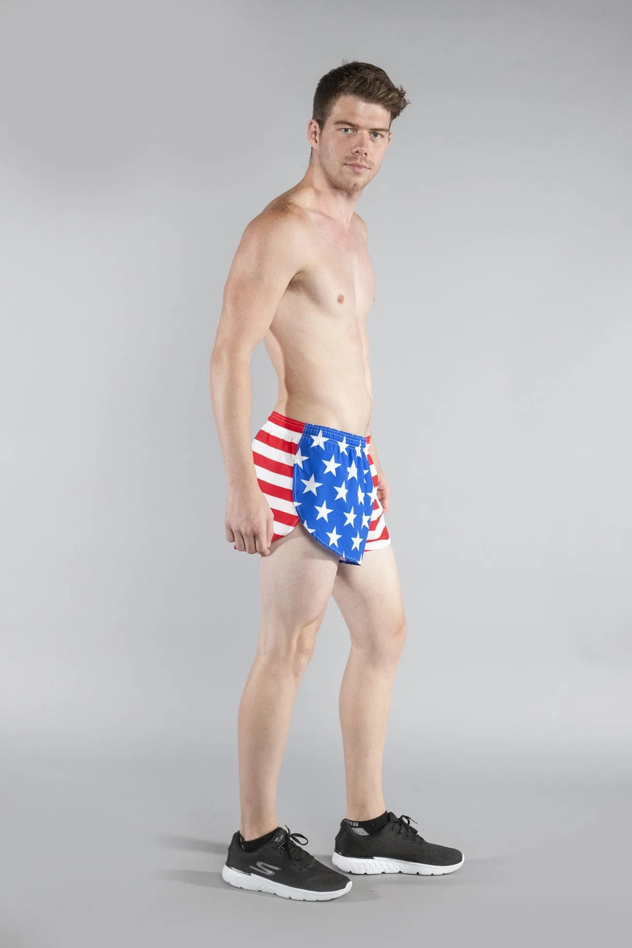 Men's 1" Elite Split Shorts- American Flag