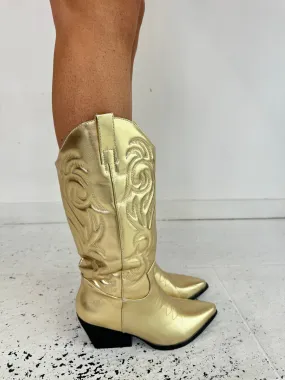 Metalic cowboy boot - gold