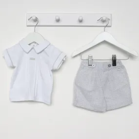 Mintini Boys White & Grey Shorts Set